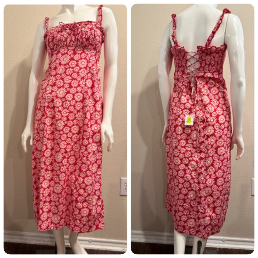 Free People LUCINDA FLORAL PRINT MIDI DRESS SIZE MEDIUM - Picture 10 of 11